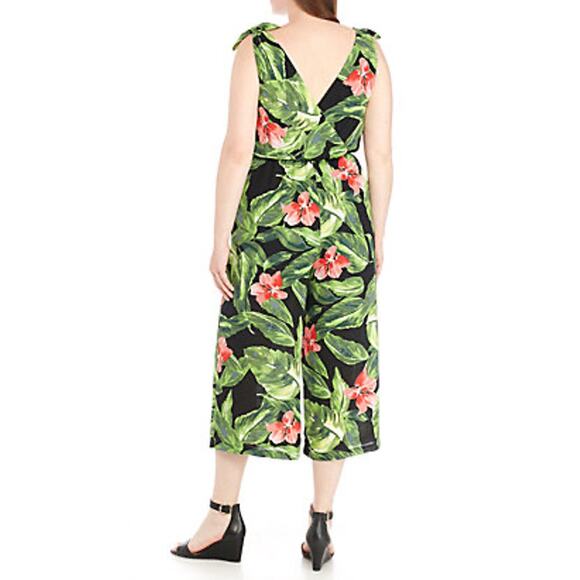 Luxology NEW Hibiscus Floral Print Jumpsuit Romper - Size 12 - Wide Leg Pants - Picture 2 of 10